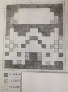 Stromtrooper reproduced onto graph paper
